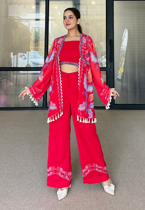 Ayesha Red Festive Fusion Set